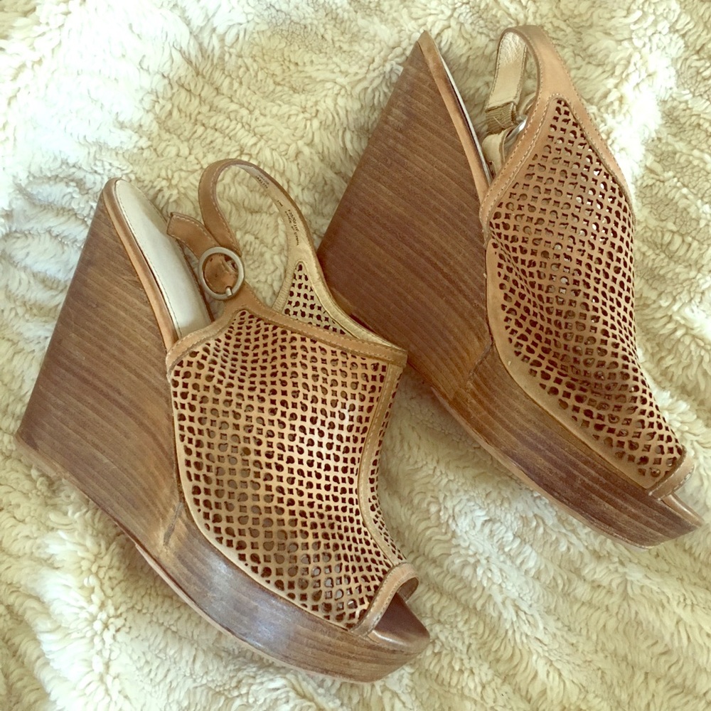 Coach Laser Cut Leather Wedges